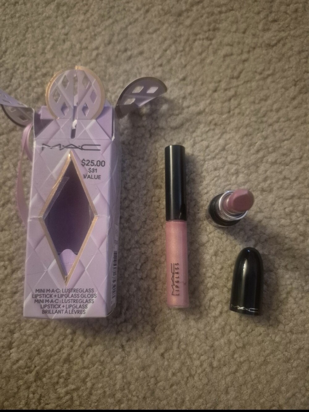 MAC Cosmetics Mini Lusterglass Lipstick & Lip Gloss Syrup & Nymphette